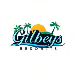 A stylish and inviting logo design for 'Gilbeys Resorts', a holiday resort builder in the Philippines