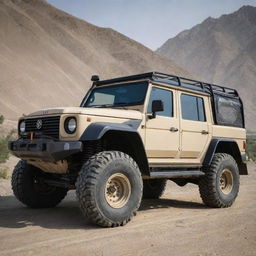 A rugged and durable Afghan off-road vehicle, designed for the diverse and challenging terrains of the country