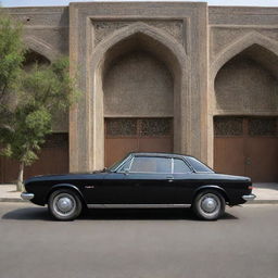 A sleek Iranian car that blends traditional Persian design elements with modern automotive technology