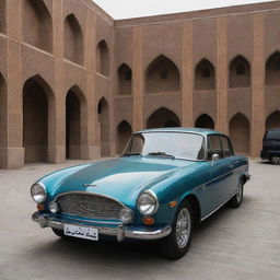 A sleek Iranian car that blends traditional Persian design elements with modern automotive technology