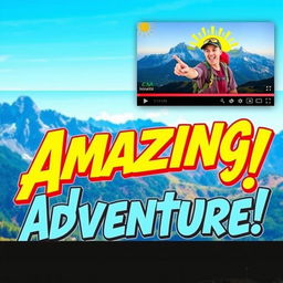 A vibrant and eye-catching YouTube thumbnail featuring bold, stylized typography saying 'Amazing Adventure!' in the foreground