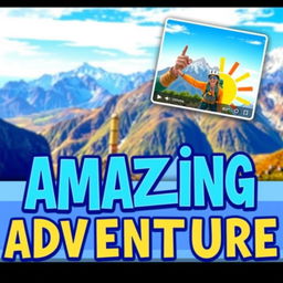 A vibrant and eye-catching YouTube thumbnail featuring bold, stylized typography saying 'Amazing Adventure!' in the foreground
