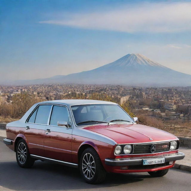 A modern Armenian car reflecting a unique blend of local design aesthetics and advanced technology