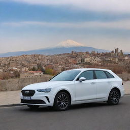 A modern Armenian car reflecting a unique blend of local design aesthetics and advanced technology