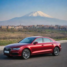 A modern Armenian car reflecting a unique blend of local design aesthetics and advanced technology