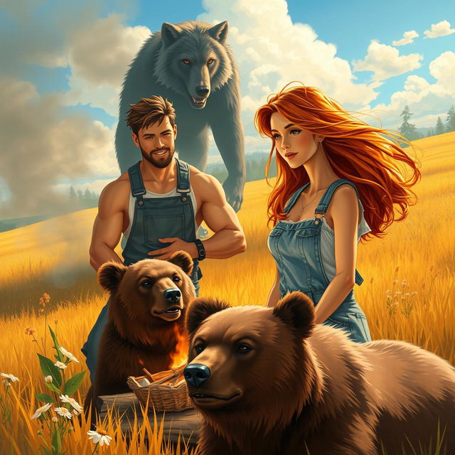 A captivating slice of life fantasy scene illustrating a city girl with flowing auburn hair, dressed in light, breezy summer attire, as she adjusts to life on her cousin's rustic farm