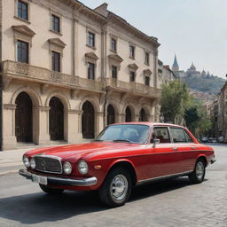 A Georgia-made car combining a sleek modern design, cutting-edge technology, and elements from the country's rich historical aesthetics