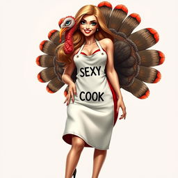 A hyper-realistic illustration of an exceptionally beautiful and stunning female figure resembling a mix between a woman and a turkey