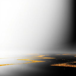 A smooth gradient background transitioning from pure white at the top to pitch black at the bottom, featuring golden traces cascading down from the white area to the dark part, resembling the reflection of a flowing river