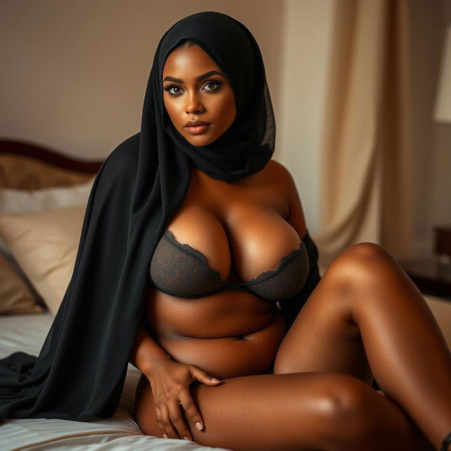 A sexy woman in a stylish hijab, showcasing her confidence and allure