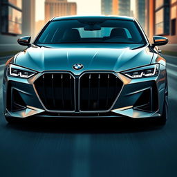 An aggressive-looking car that combines design elements from BMW and Audi