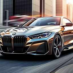 An aggressive-looking car that combines design elements from BMW and Audi