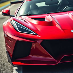 A stunning and aggressive-looking sports car with an aerodynamic design, featuring sharp lines and a bold front grille