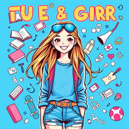 A vibrant blue cover design featuring a teenage girl