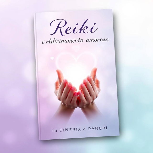 A captivating ebook cover featuring a serene and harmonious design that combines elements of Reiki and romantic relationships