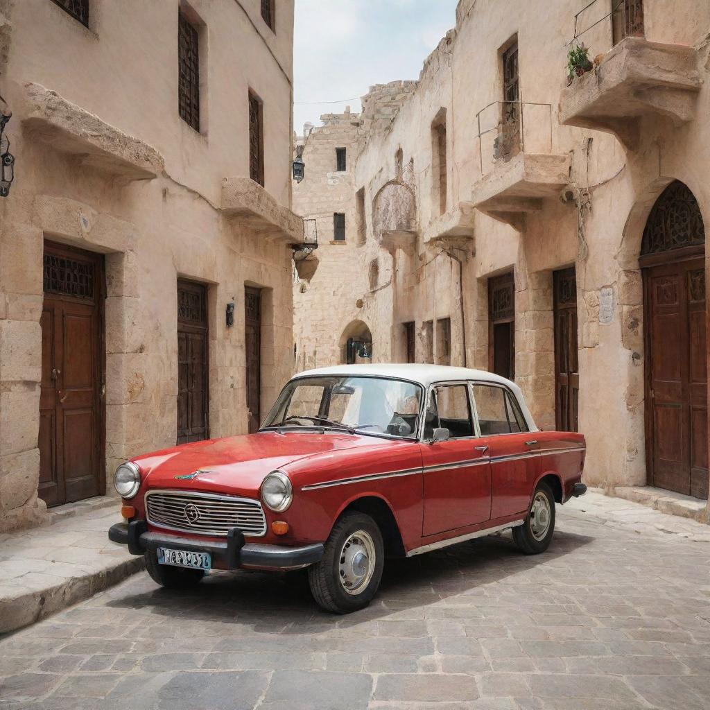 A unique Palestinian car that combines traditional design aesthetics with modern feature enhancements