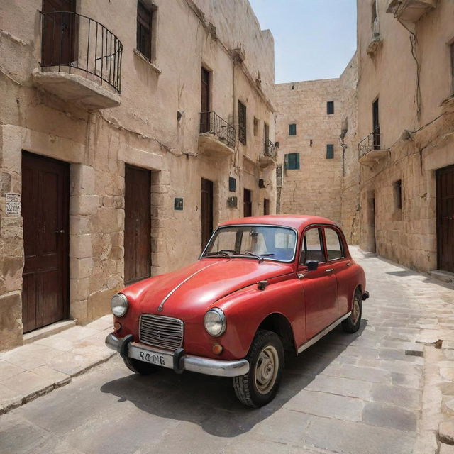 A unique Palestinian car that combines traditional design aesthetics with modern feature enhancements