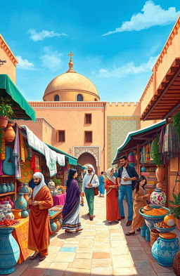 A beautifully detailed illustration inspired by the essence of Moroccan culture and the enchanting tales from the novel 'La Boîte à Merveilles