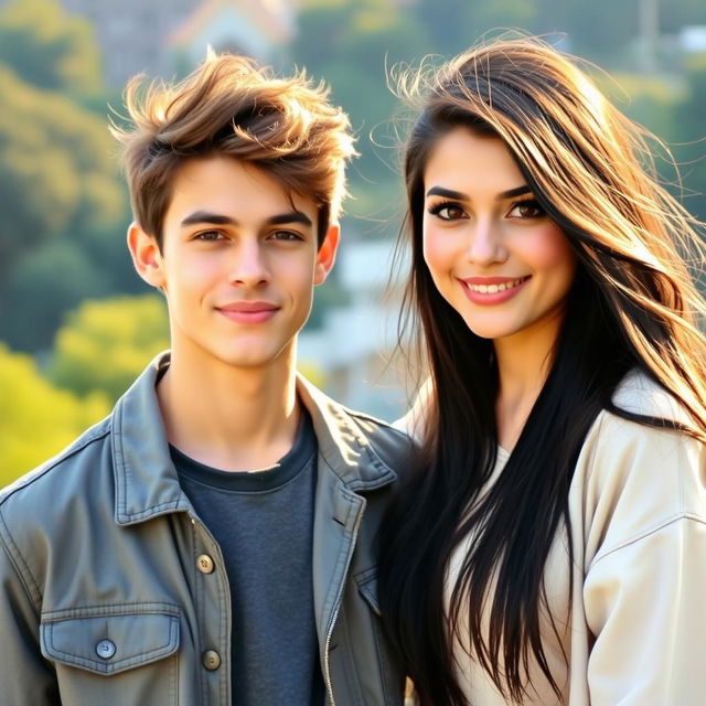 A beautiful 24-year-old woman and her 20-year-old brother, posing together in a casual setting