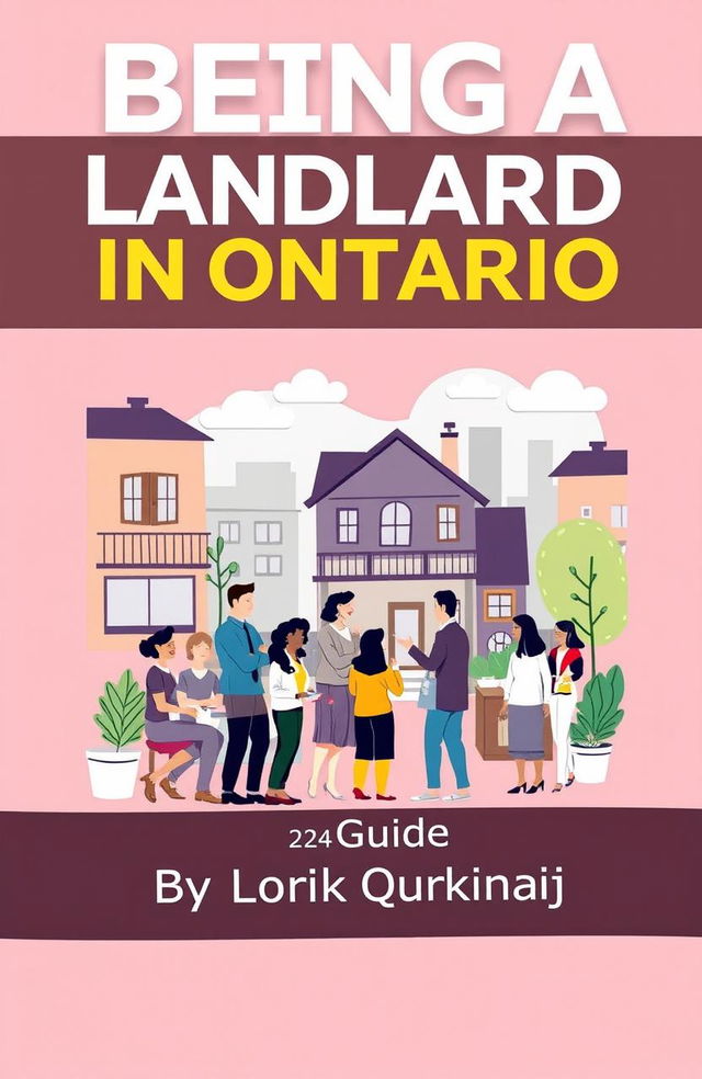 A modern, informative book cover design titled 'Being a Landlord in Ontario: 2024 Guide'