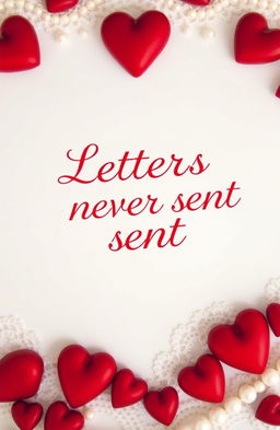 A beautifully designed image featuring a white background with the phrase "Letters never sent" elegantly written in vibrant red text