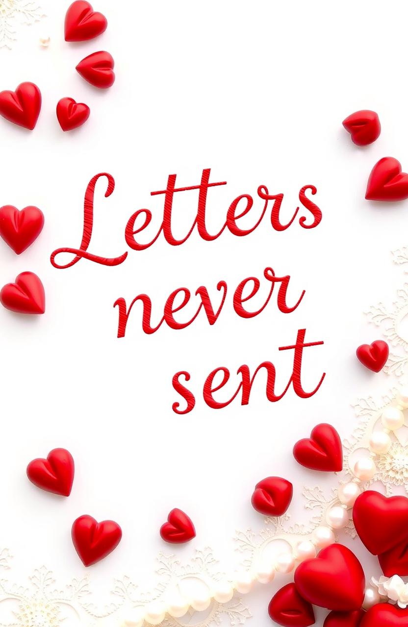 A beautifully designed image featuring a white background with the phrase "Letters never sent" elegantly written in vibrant red text