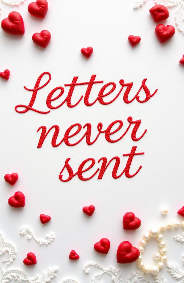 A beautifully designed image featuring a white background with the phrase "Letters never sent" elegantly written in vibrant red text