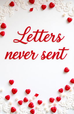 A beautifully designed image featuring a white background with the phrase "Letters never sent" elegantly written in vibrant red text