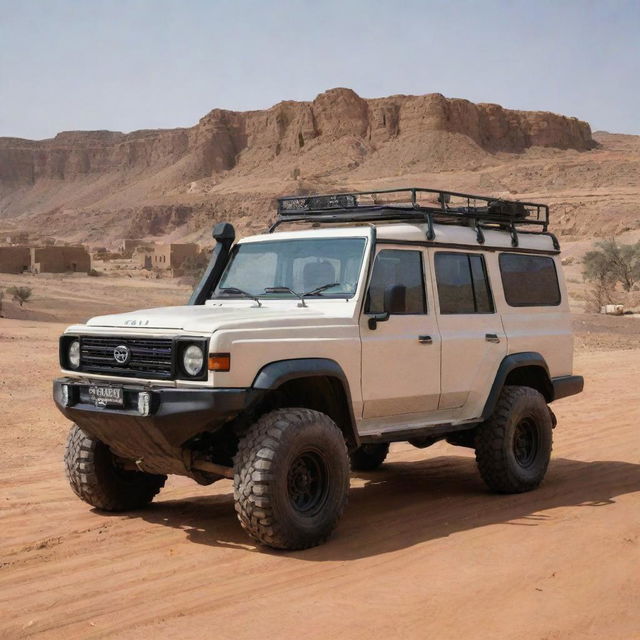 A sturdy Yemini off-road vehicle, designed to handle the country's diverse landscapes