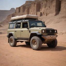 A sturdy Yemini off-road vehicle, designed to handle the country's diverse landscapes