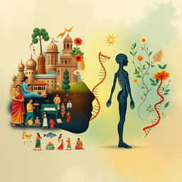 A thought-provoking conceptual illustration that visually represents the interplay between culture and biology