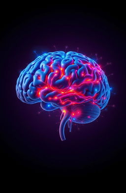A detailed and intricate visual representation of a human brain, showcasing the cerebral cortex, the cerebellum, and brain stem