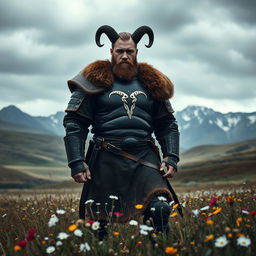 A dark and realistic depiction of a powerful man symbolizing the Taurus zodiac sign, exuding strength and calm determination