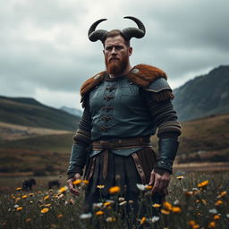 A dark and realistic depiction of a powerful man symbolizing the Taurus zodiac sign, exuding strength and calm determination