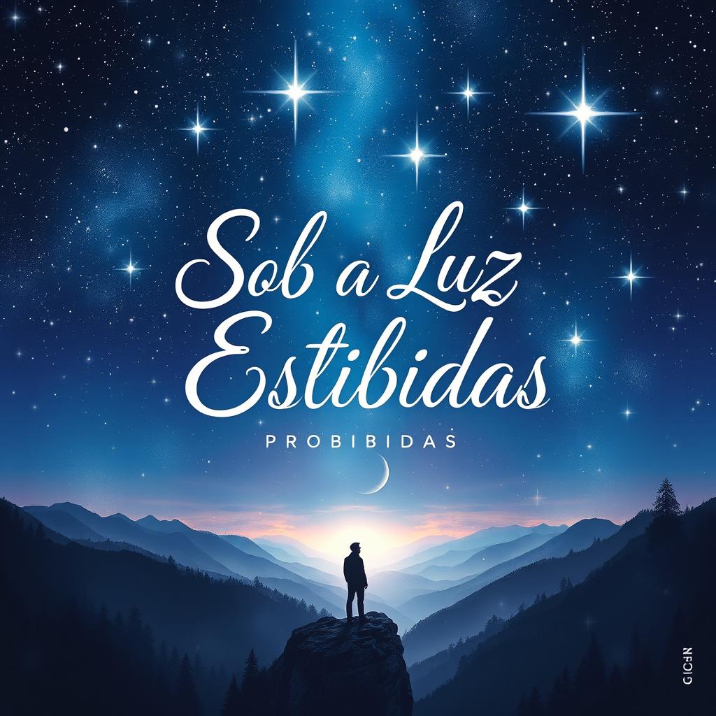 A captivating book cover design for 'Sob a Luz das Estrelas Proibidas'