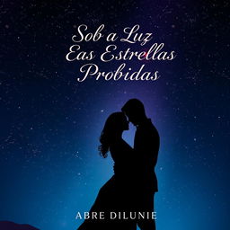 A romantic book cover design featuring a man and a woman embracing under a mesmerizing night sky filled with twinkling stars