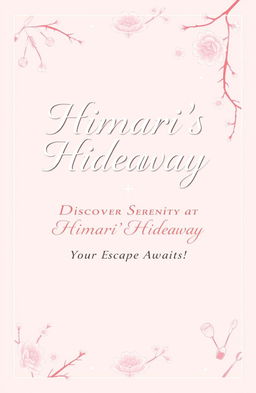 A beautifully designed cover page for a catering business titled 'Himari's Hideaway'