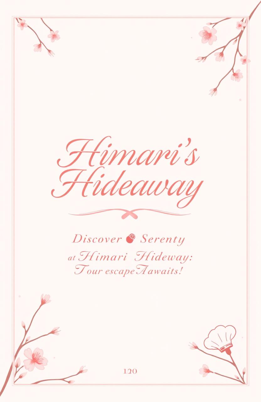 A beautifully designed cover page for a catering business titled 'Himari's Hideaway'