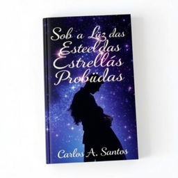 A beautiful book cover design featuring a man and a woman embracing under a starry night sky