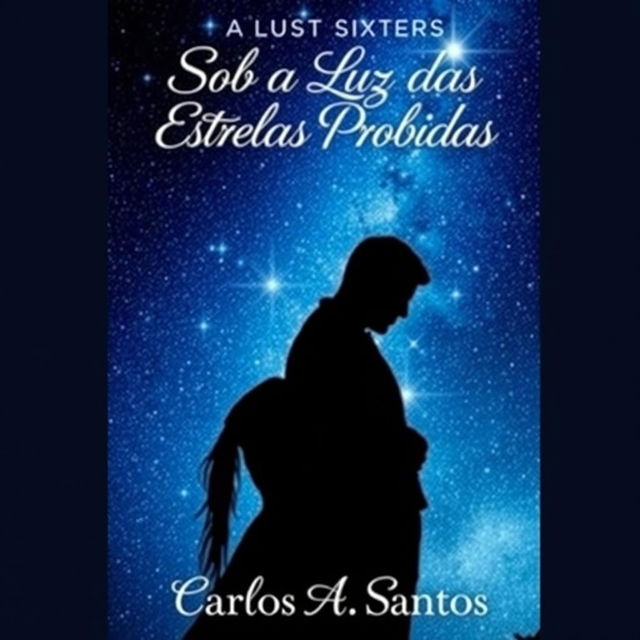 A captivating book cover image featuring a man and a woman embracing, their forms softly shadowed under a breathtaking night sky filled with shining stars