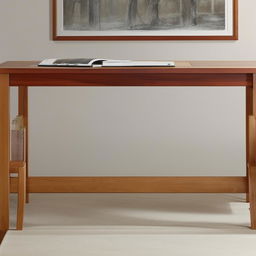 A home desk with a length of six feet, beautifully crafted with plenty of space for work and decoration.