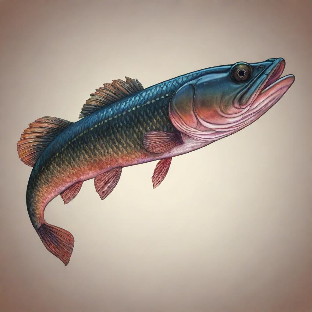 Illustration of a detailed and vibrant Snakehead fish in vector art style.