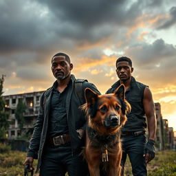 A gripping scene from 'I Am Legend 2' featuring Will Smith alongside Michael B