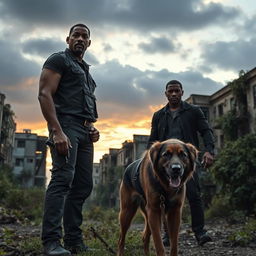 A gripping scene from 'I Am Legend 2' featuring Will Smith alongside Michael B