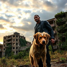 A gripping scene from 'I Am Legend 2' featuring Will Smith alongside Michael B