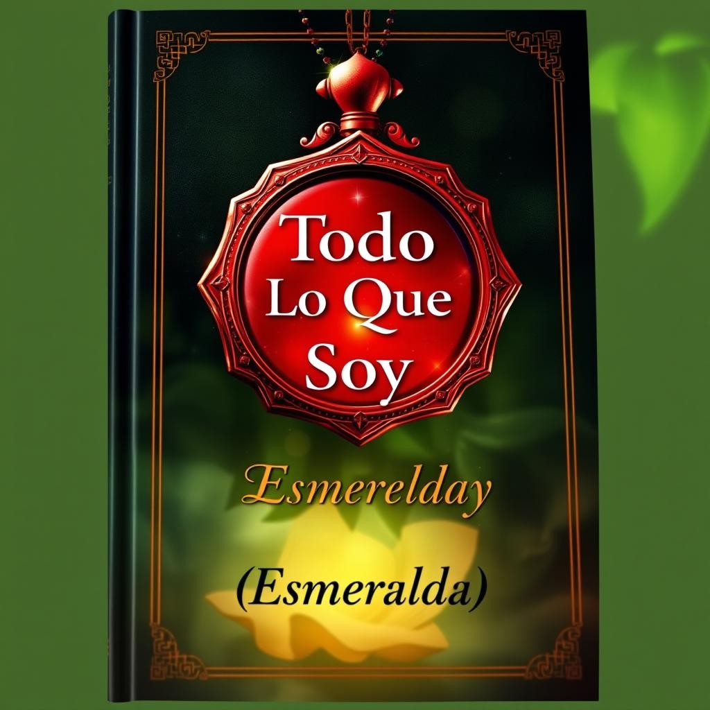 A captivating book cover design showcasing the title "Todo Lo Que Soy" elegantly placed inside a vibrant red amulet, creating a magical and mystical vibe