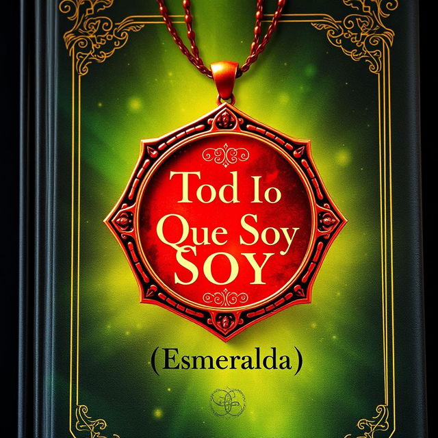 A captivating book cover design showcasing the title "Todo Lo Que Soy" elegantly placed inside a vibrant red amulet, creating a magical and mystical vibe