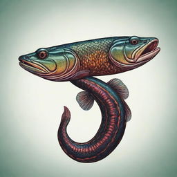 An artistic representation of a Snakehead fish using vector art techniques, vibrant colors and intricate details.