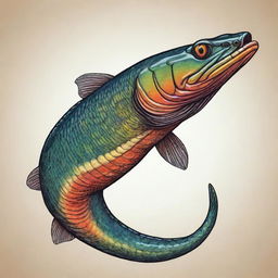 An artistic representation of a Snakehead fish using vector art techniques, vibrant colors and intricate details.