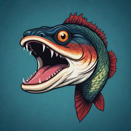 A vector art style illustration of an angry snakehead fish